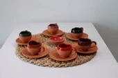 Çömlek Fincan Takımı Kalpli Model 6lı Set Çerezlik HEDİYELİ - 3
