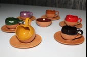 Çömlek Fincan Takımı Kalpli Model 6lı Set Çerezlik HEDİYELİ - 1
