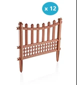 Omnipazar SY-5998 Elite Plastik Dekoratif Bahçe Çiti 12'li Set 60x55 cm Kahverengi - 1