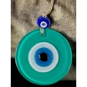 Yeşil Nazar Boncuklu Duvar Süsü 10 Cm Cam Duvar Dekoru - 1