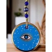 Mavi Renk Yıldız Motifli Gözlü Duvar Süsü Cam Duvar Dekoru - 4