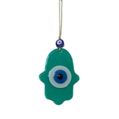 Nazar Boncuklu Jade Yeşili Fatma Ana Bereket Eli Cam Duvar Süsü - 4