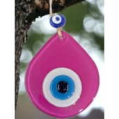 Orta Boy Pembe Damla Desen Nazar Boncuklu Duvar Dekoru Cam Duvar Süsü - 2