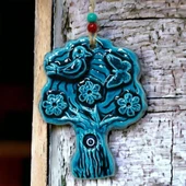 Seramik Kuşlu Nazar Boncuklu Ağaç Modelli Duvar Süsü - 2