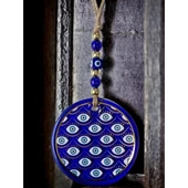 Yaldızlı Gözlerle Motiflendirilmiş Nazar Boncuklu Duvar Süsü Cam Duvar Dekoru - 5