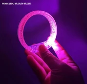 Pembe Led Işıklı Baskı Yapılabilen Pilli Bileklik Bilezik - 1