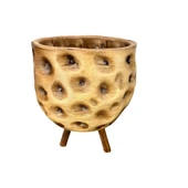 Bitki Tasarımı Ev Dekorasyon Aksesuar Naturel Desenli Toprak Saksı Saksılık Salon Çiçeklik 3 Ayaklı 19 CM thumbnail 5