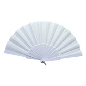 Plastik Düz Kumaş Yelpaze 12 li Beyaz - 1