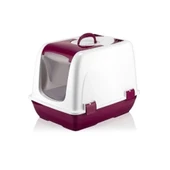 Mikopet Kapalı Küçük Kedi Tuvaleti Bordo - 1