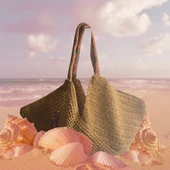 Renkli Saplı Kağıt İp Plaj Çantası thumbnail 4