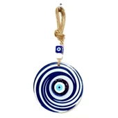 Nazar Boncuklu Lacivert Ve Beyaz Renkli Füzyon Cam Duvar Süsü - 1