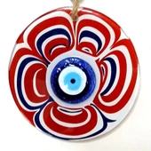 Cam Nazar Boncuklu Kırmızı Şeker Modelli Duvar Süsü - 2