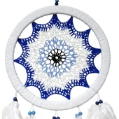 Saks Mavisi Nazar Motifli Kuş Tüylü Duvar Süsü - 1