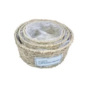 Yuvarlak Doğal Hasır Saksı Seti - 3 lü - 1