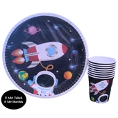 Uzay Karton Tabak Bardak 8 li Set - 1