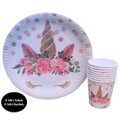 Unicorn Karton Tabak Bardak 8 li Set - 1