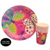 Kelebek Karton Tabak Bardak 8 li Set - 1
