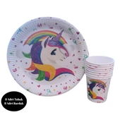 Unicorn Karton Tabak Bardak 8 li Set - 1