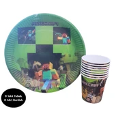 Minecraft Karton Tabak Bardak 8 li Set - 1