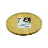 YUVARLAK=24.5CM AYAKLI=4CM KENARLI YÜZEY AHŞAP BAMBU SUNUM TEPSİSİ - MİNİ SOFRA (5232) - 1