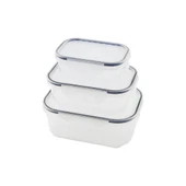 3PCS QUİCK SIZDIRMAZ SAKLAMA KABI SETİ ŞEFFAF KAP - BUĞULU-CONTALI KAPAK  500-1000-1700ML (5232) - 1