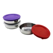12CM   ÇELİK  SAKLAMA KABI  RENKLİ - ŞEFFAF PLASTİK KAPAK (5232) - 1