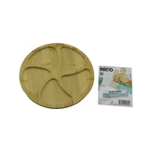 YUVARLAK 5 BÖLMELİ AHŞAP BAMBU SERVİS SUNUM TEPSİ - TAHTASI 20 X 1.4CM (5232) - 1