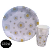 Papatya Karton Tabak Bardak 8 li Set - 1