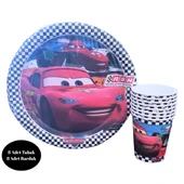 Cars Karton Tabak Bardak 8 li Set - 1