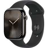 Apple Watch Series 10 GPS + Cellular, 42 mm Arduvaz Titanyum Kasa ve Siyah Spor Kordon - S/M - 1