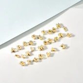 14 Ayar Altın Kaplama Minimal Elmas Kesim Turkuaz Doğal Taşlı Baş Harf Gümüş Bileklik - BGS00104 - 4