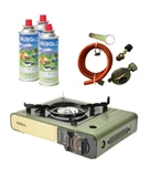Tekli Portatif Ocak Tüp Girişli Haki+Dedantör Set+220Gr 3 Adet thumbnail 1