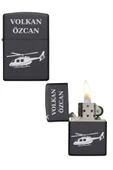 Özcan Tasarım Kişiye Özel Helikopter Baskılı Metal Çakmak thumbnail 1