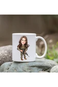 Özcan Tasarım Kişiye Özel Bardak - Karikatür Bardak - Kadın Asker Bardak thumbnail 1