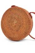 El Yapımı Hasır Rattan Yuvarlak Kutu Çanta thumbnail 5