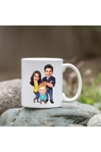 Özcan Tasarım Kişiye Özel Bardak - Karikatür Bardak - 3 Kişi Aile Bardağı thumbnail 1
