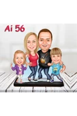sekizlazer Kişiye Özel Ahşap Biblo - Aile Karikatür Biblo - 4 Kişilik Aile Biblo 23 thumbnail 2