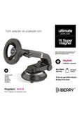 İBERRY MAGLOCK ARM 6 VANTUZLU MAGSAFE ARAÇ İÇİ TELEFON TUTUCU thumbnail 3