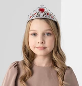 Kalp Taşlı Kırmızı Renk Karlar Ülkesi Elsa Anna Frozen Tacı thumbnail 5