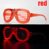 Kırmızı Led Işıklı Parti Gözlüğü - Neon Glow Şerit Gözlük 3 Modlu - 1