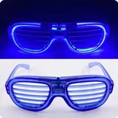 Mavi Led Işıklı Parti Gözlüğü - Neon Glow Şerit Gözlük 3 Modlu - 5