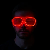 Kırmızı Led Işıklı Parti Gözlüğü - Neon Glow Şerit Gözlük 3 Modlu - 3