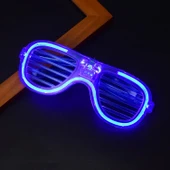 Mavi Led Işıklı Parti Gözlüğü - Neon Glow Şerit Gözlük 3 Modlu - 4