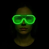 Yeşil LED Işıklı Parti Gözlüğü – Neon Glow Şerit Gözlük 3 Modlu thumbnail 3