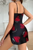 Büyük Kırmızı Kalp Desenli Saten - 8
