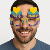 Cupcake Temalı Doğum Günü Renkli Karton Happy Birthday Gözlüğü 6 Adet - 6