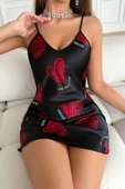 Büyük Kırmızı Kalp Desenli Saten - 7