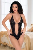 Siyah Dantelli Bodysuit - 2