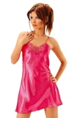Fuşya Saten Kısa Gecelik - 1