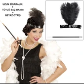 Retro Charliston Otrişli Aksesuar Seti – 20'ler 90'lar Gatsby Kostüm Seti thumbnail 1